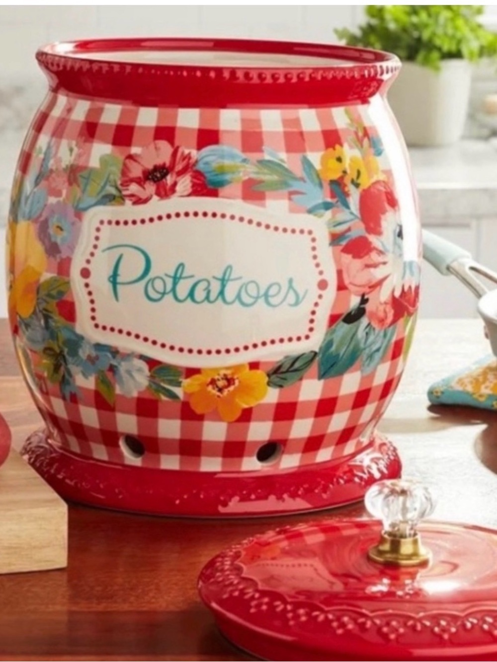 The Pioneer Woman Sweet Romance Potato Keeper Ceramic Potato Jar